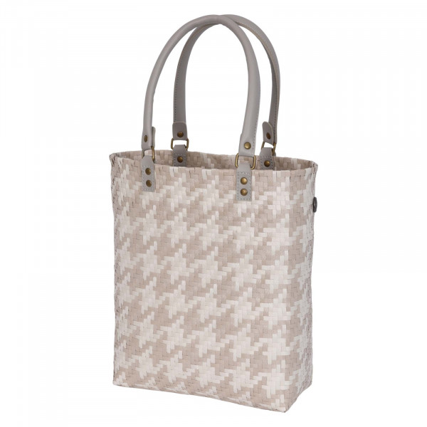 Handed By Shooper Mayfair pale grey with champagne pattern recycled handmade bag