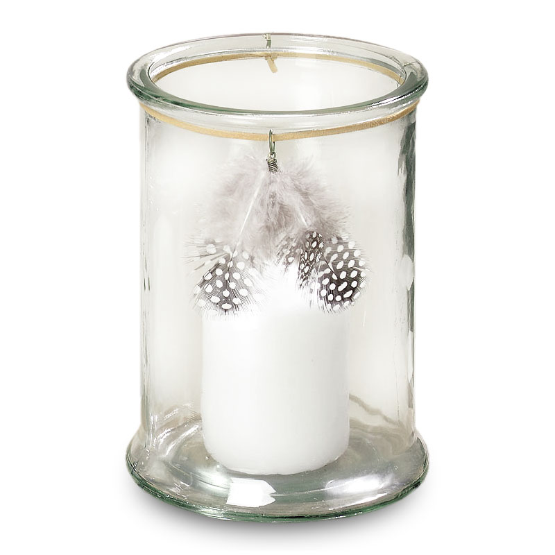 BOLTZE Glas Windlicht mit Feder Glas Deko